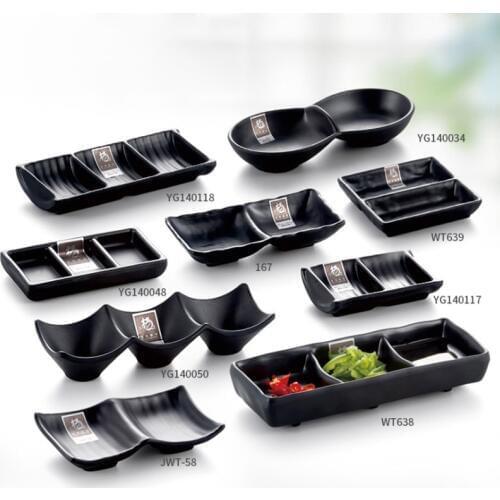 Black Matte Plate The Restaurant Dish Seasoning Sauce Dish Porcelain Hot Pot Saucer Plastic Tableware Japanese Korean Dish Squar