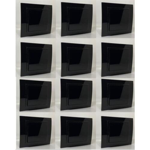 Switch Socket Framed Black 12 Pcs