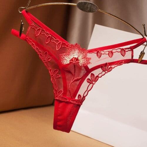 Flower Embroidery Lace Panties Women Sexy Thong Sheer Mesh Low Waist Seamless G-string Women Exotic Underwear Bragas Sexy Mujer