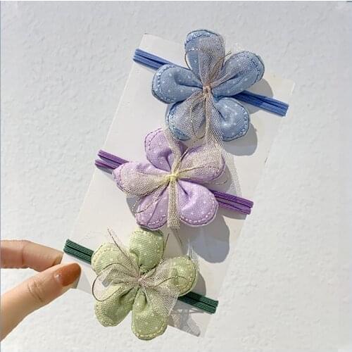 Kids Elastic Hair Bands For Girls Ponytail Small Flowers Hair Wear Children Hair Styling Tools Hair Ring Headdress Head Rope