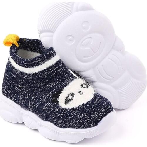 Kids Sneakers Boys Shoes Girls Baby Toddlers First Walkers Soft Rubber Sole Socks Knitting Upper Breathable Non Slip Comfortable