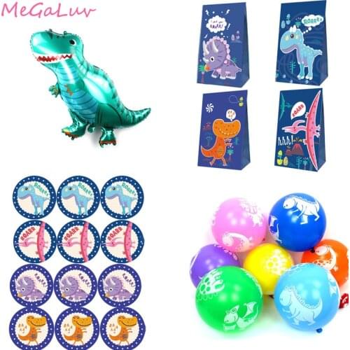 Dinosaur Party Supplies Candy Box Gift Bag With Stickers Animal Jungle Theme Birthday Party Decor Baby Shower Favors Kids Gift