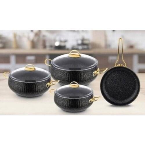 J-533 Black Clover Lines 7 Piece Crushing Granite Cookware Set (according to your country extra payment of customs yapılabilir)