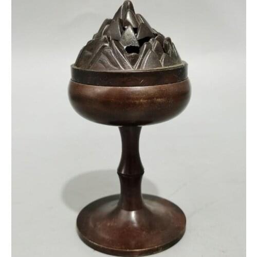 China brass Mountain shape Incense burner crafts statue