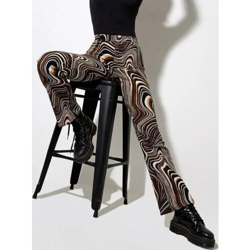 Paisley Print Brown Y2k Sweatpants High Waist Pants Fashion Women 2021New Summer Vintage Trousers For Female Streetwear Capris