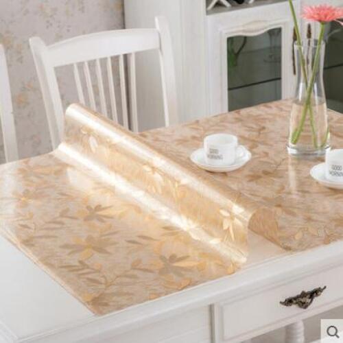 Table Mats PVC Soft Glass Tablecloth PVC Tablecloths 1mm Table Cover Home Kitchen Soft Glass Mat Pad Manteles Para Toalha Decor