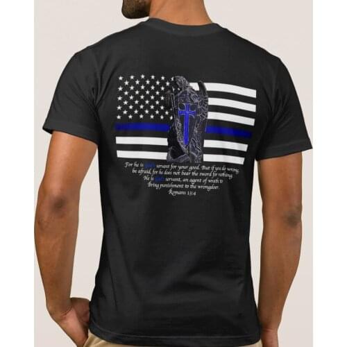 Creative Design Thin Blue Line The Archangel Michael T-Shirt. Summer Cotton O-Neck Short Sleeve Mens T Shirt New S-3XL