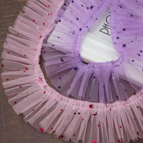 40yards 5cm wide Lace Applique Sewing Trim Ribbon Crafts Sequins Star Lace fabric For children and toy dress