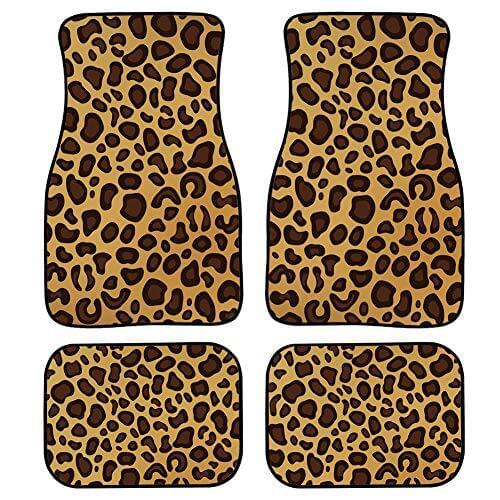 Leopard Automotive Floor Mats for Mens Teens Adult Contour Liners Fashion Floor Mats for Car SUV TruckVan-All Weather Protection