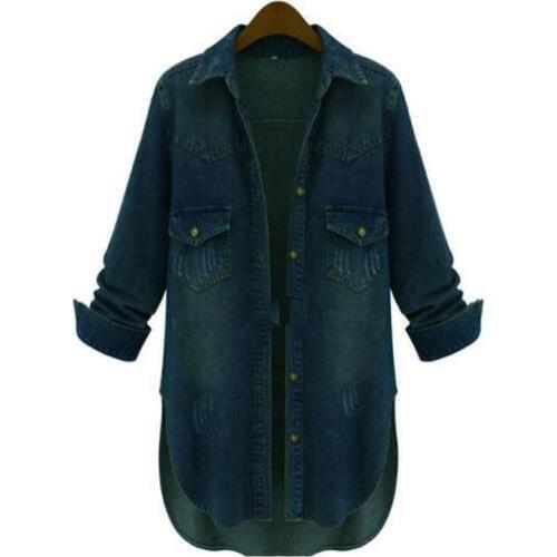 Fashion Big Size Spring Cowboy render joker loose coats European women Long Sleeve Casual Denim shirt Size:XL-4XL