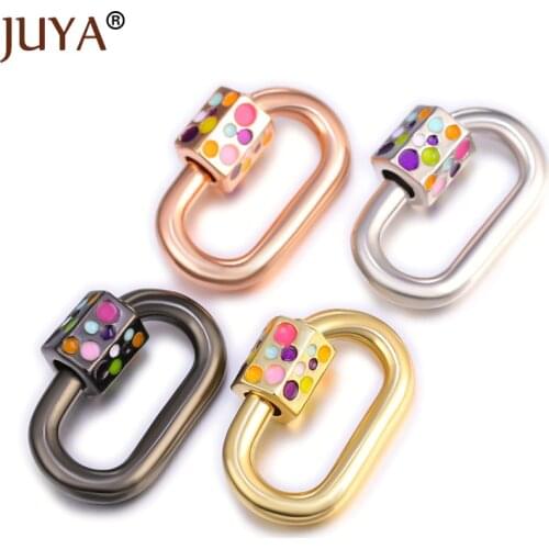 Juya Trendy Jewerly Spots Clasps Copper Lock Pedant Handmade Charms Connectors DIY Woman Necklace Bracelets Making Accessories
