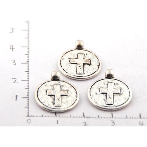 MOODPC Free shipping fashion alloy cross charm for DIY making bracelet,necklace jewelry metal beads double side letter charm