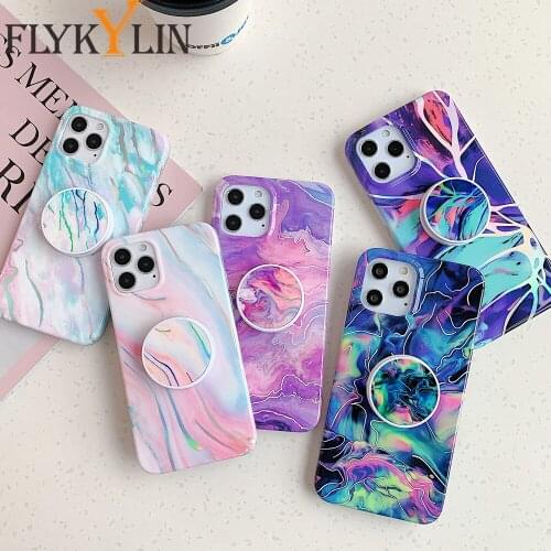 Marble Grip Stand Holder Case For Samsung A51 A71 A52 A72 A50 A70 S20 FE Note 20 Ultra S8 S9 S10 Plus Soft Silicon Phone Cover