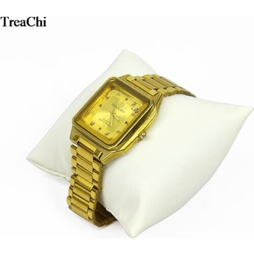 Soft PU Jewelry Display Holder Bracelet Bangle Pillow Beige Leather Watch Bead Chain Display Organizer Pillow Cushion Stand Box