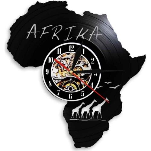 Africa Vinyl Record Wall Clock Decor Art Wall Handmade Unique Design Clock With LED Lighting Modern Home Decor