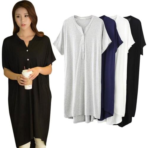 Summer New Product Loose Sexy Nightgown Modal Short Sleeve Large Size Nightdress Womens Fat MM Nightwear Dress Home Wear