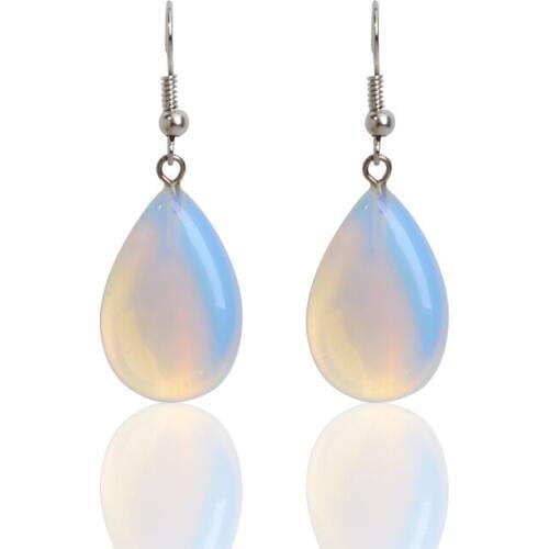 New Fashion Dangle Earrings Women Water Drop Shape Blue Fire Opal Natural Stone Pendants Drop Earrings for Women Jewelry