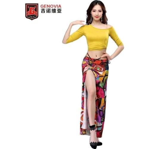 2019 New Model Belly Dance Costume 2pcs Set Top&Skirt Hot Sale Women Club Stage Costume
