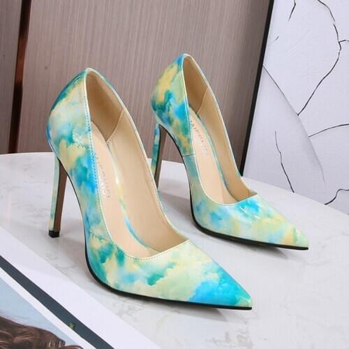Newly Arrived Women Shoes Autumn Heels Pumps Hand Painted Ladies Shoes Stripper 2020 Big Size Pumps Shoes High Heels Sexy Female