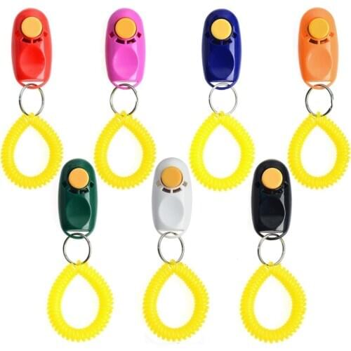Portable Dog Big Button Training Guide Clicker with Wrist Bands Strap Trainer Delicate Button Clicker Pets Dog Cat Pet Clicker