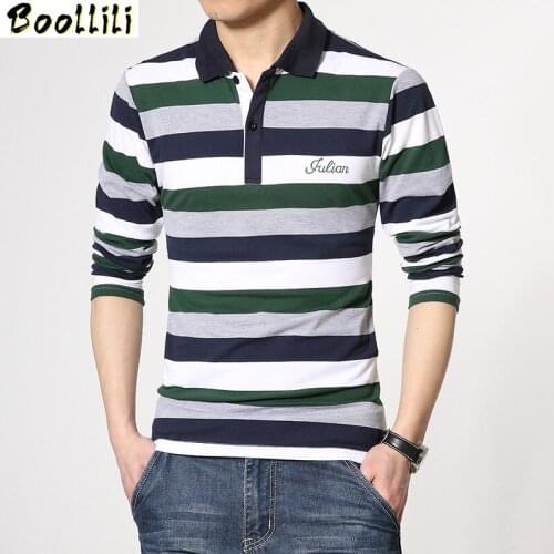Casual Striped Design 2020 Polo Shirt Men Plus Asian Size 5XL 4XL 3XL-M Spring Autumn Long Sleeve 95% Cotton