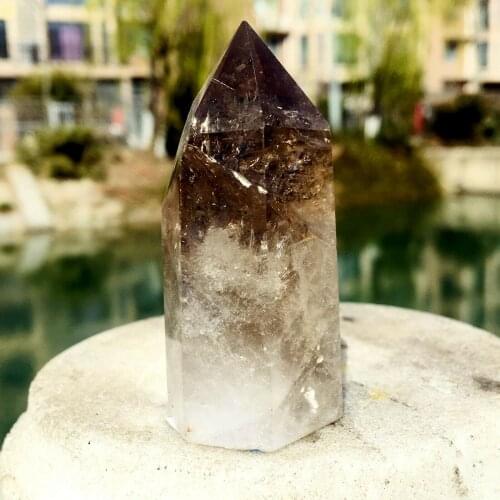 230-260g Natural Smoked Quartz Obelisk Crystal Wand Healing Spirit Stone