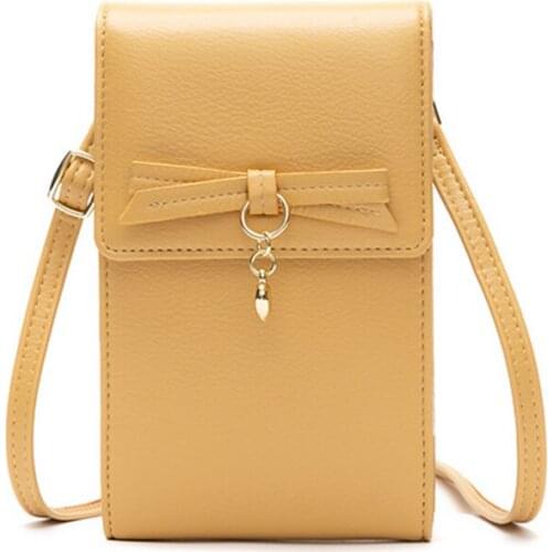 Simple Flap Corssbody Cell Phone Shoulder Bag For Women Fashion Solid Color Pu Leather Messenger Bags Girls Mini Coin Purse