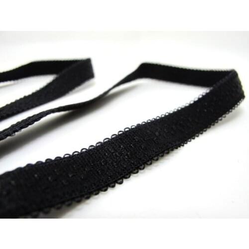 CLEARANCE|6 Yards 1/2 Inch Black Scalloped Edge Decorative Pattern Lingerie Elastic|Skinny Elastic|Narrow Stretch Lace