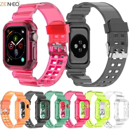 ZENHEO strap For Apple watch band 44mm 40mm 38mm 42mm TPU Transparent adjustable belt bracelet iWatch series 3 4 5 se 6 strap