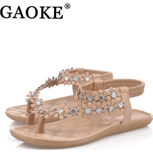 2018 Woman Sandals Woman Shoes Summer Woman Flower Shoe Low Heel Flip Flop Sandals Summer Beach Shoes Gladiator Low Heel Sandals