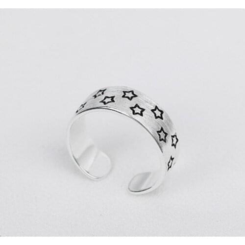 925 Sterling Silver Wire Drawing Star Thai Silver Rings Delicate Opening Ring For Women Jewelry Gifts Wholesale S-R570