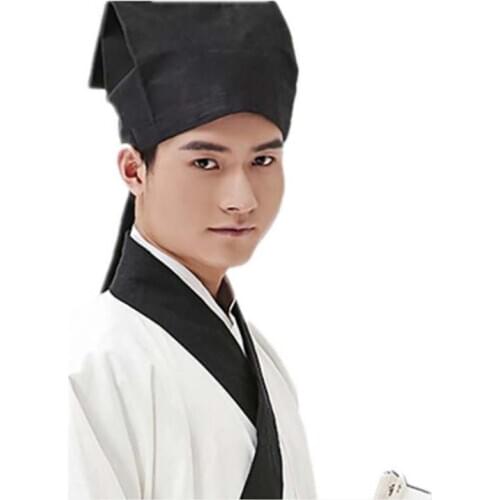 Hanfu Hat Men Chinese Traditional Ancient Scholar Teacher Black Hat Headdress Male Vintage Confucian Towel Cosplay Hat For Men
