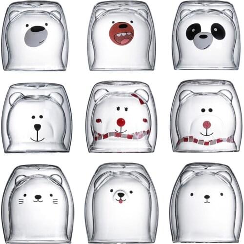 Coffee Mug Double Wall Glass Cup Cute Beer Cat Paw Milk Wine Whiskey Vodka Christmas Cups Drinkware Funny Drinking Barware Mug