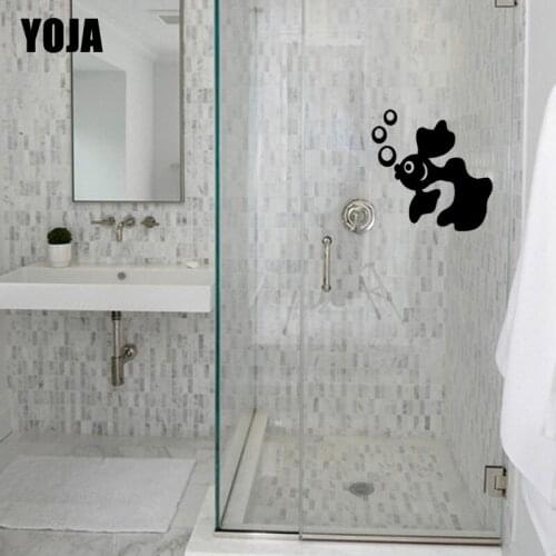 YOJA 26x25.8CM Cute Goldfish Bathroom Glass Applique Bedroom Kitchen Wall Sticker G2-0104