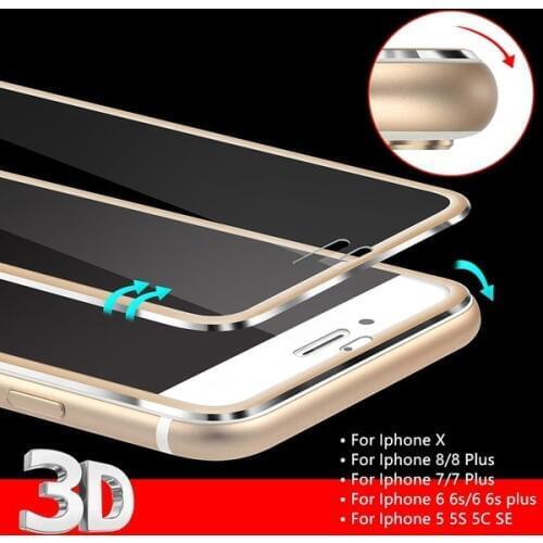 9H 3D Edge Full Screen Protector Aluminum Alloy Full Case for iPhone 7 7 7Plus 5 5S 5C 5SE 8 6 6S Plus X Cover Phone Cases Film