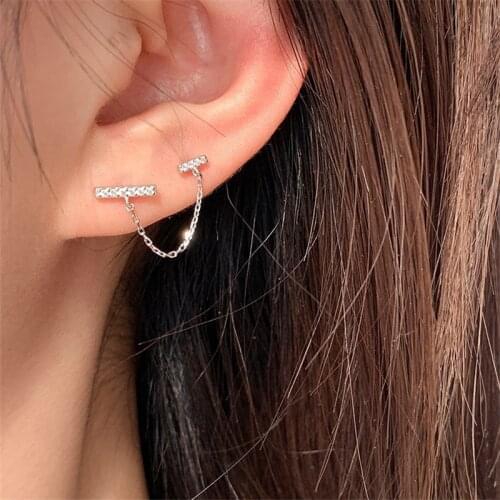 925 Sterling Silver Tassel Simple Korean Stud Earring For Women Wedding Party Jewelry Pendientes Accessories eh1069