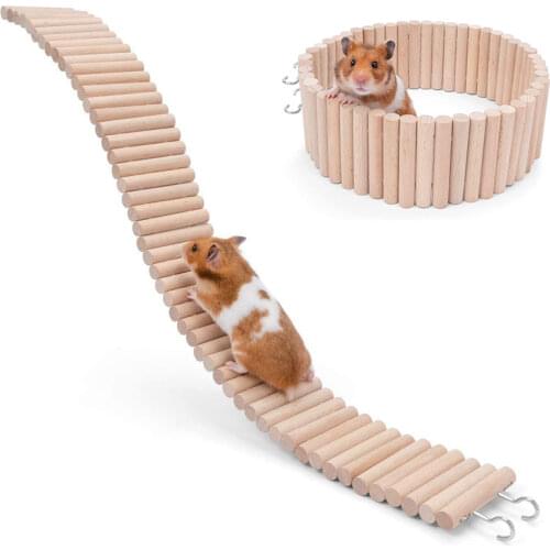 Pet Ladder Bridge Hamster Parrot Bird Standing Ladder Hanging Wood Bridge Hamster Blending Climbing Swing Chewing Pet Ladder