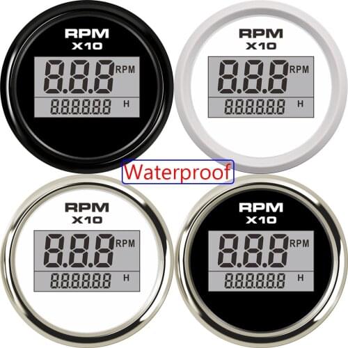 2" 52mm Auto Truck Boat Digital Tachometer 0-9990 RPM With Hourmeter for Boat Car Truck Motorcycle 8 Color Backlight Waterproof