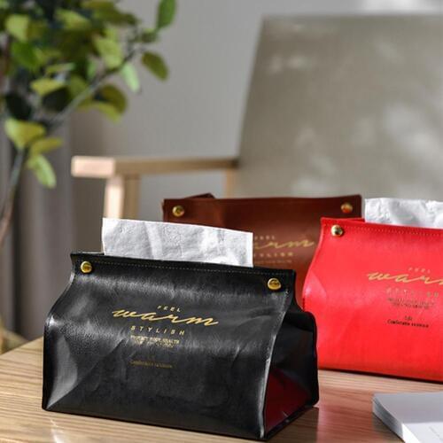 2Pcs New Napkin Tissue Holder Nordic Leather Tissue Box Paper Dispenser Tissue Holder Case For Office Home Decoration