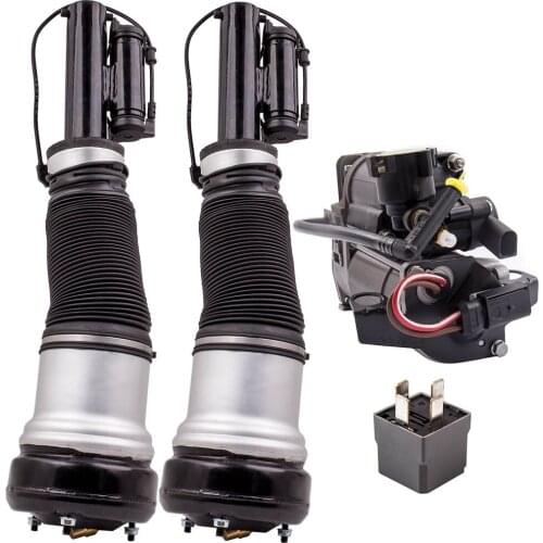 2 x Front Air Suspenison Shock + Air Pump for Mercedes S Class S500 2203202438 A220320243880 2203200104 2113200304