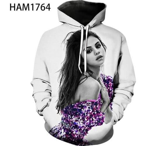2021Spring /Summer Hoodie Cotton Mens 3D Printing Selena Gomez street Fashion Student Cool Casual Sweatshirt