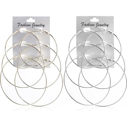 3pair/set Punk Hoop Earrings Set Big Circle Earrings Jewelry For Women Girls Steampunk Ear Clip Punk Style Earring Ear Ring