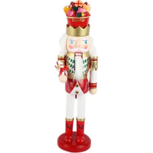 38 CM Solid Wood Creative nutcracker Dolls Handicraft Puppet Ornament Minifigures King anime figures Walnut Soldier