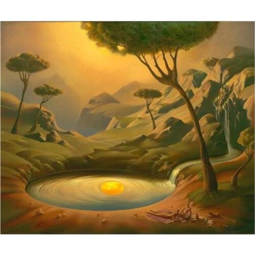 5D DIY Full Round Diamond Painting Russian Artist Vladimir Kush Forest Cross Stitch Butterfly Boat 3D Embroidery Home Decor Y507