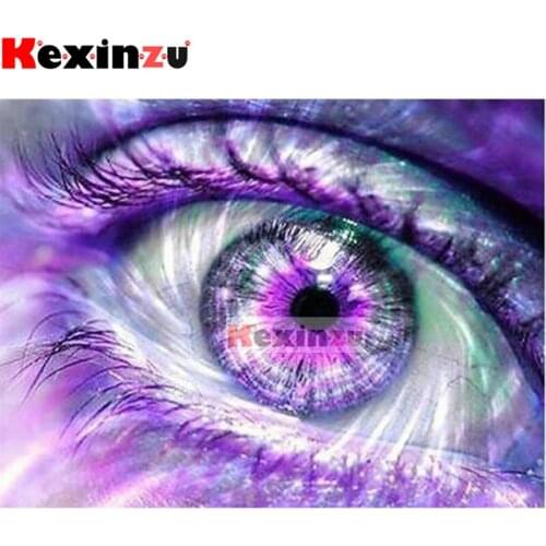Kexinzu 5D DIY Full Square/Round Drill Diamond Painting "Purple eyes" Embroidery Mosaic Cross Stitch Stickers Decor Gift X0796