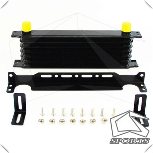 Aluminum 7 Row AN10 Trust Engine Oil cooler W/ 262mm Mounting Bracket Kit Black