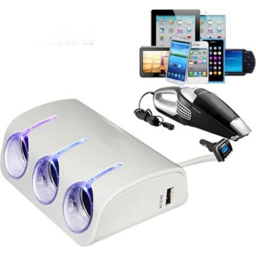 120W Car 3 Lighter Splitter 2USB Ports Charger Power Adapter Car Interior Accessories Детали интерьера