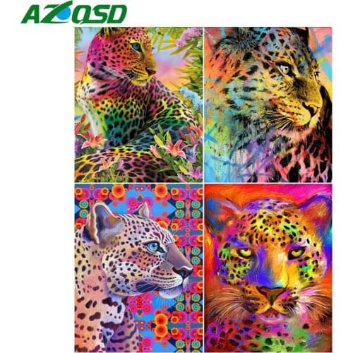 AZQSD Diamond Art Painting Kits Leopard Decor For Home Diamond Mosaic Animal Cross Stitch Full Square Drill Handmade Gift