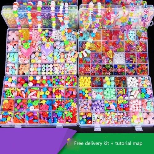 24 Slots About 450pcs Childrens Creativity Diy Mixed Colors Spacer Beads for Needlework Children DIY Handmade Beading Making