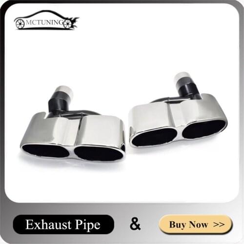 One Pair Black Stainless Steel Muffler Tailpipe For M-ercedes B-enz W221 S300 S350 S500 S600 Car Accessories Rear Exhaust Pipe